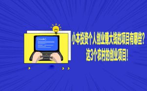 小本投资个人创业赚大钱的项目有哪些?这3个农村的创业项目！-赚在家创业号