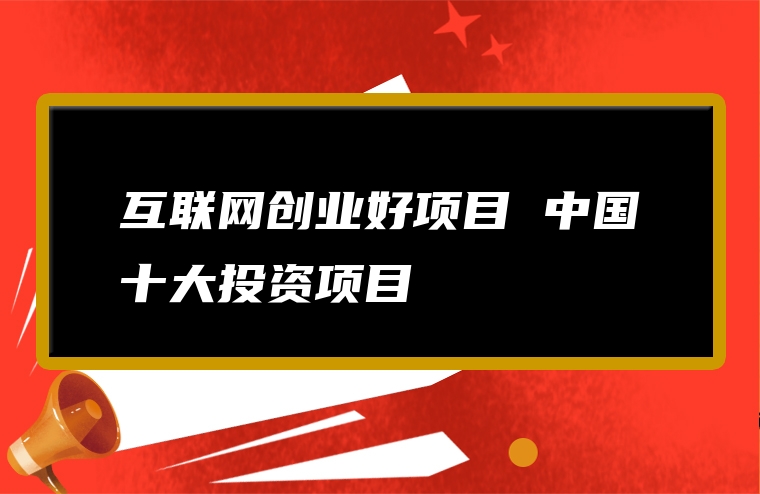 互联网创业好项目 中国十大投资项目