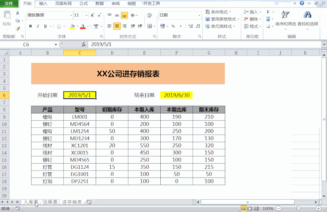 入出库存一目了然的明细表(制作醒目商品进存销表方法）-赚在家创业号