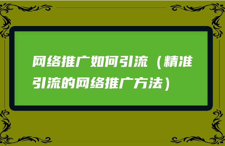 网络推广如何引流（精准引流的网络推广方法）