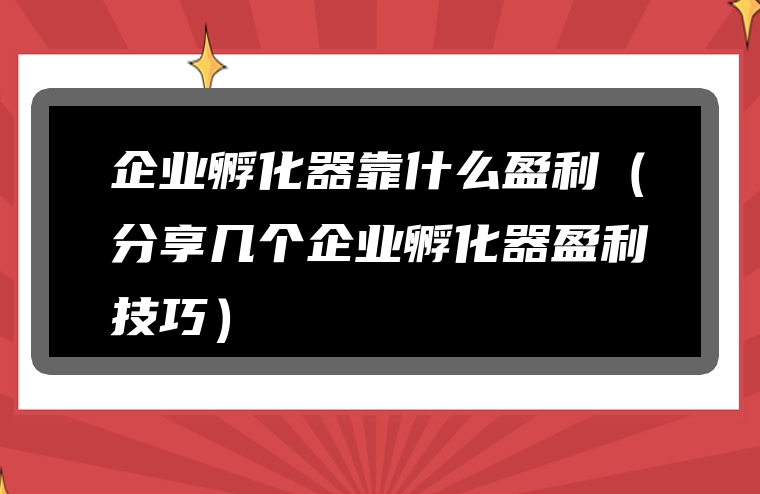 企业孵化器靠什么盈利（分享几个企业孵化器盈利技巧）