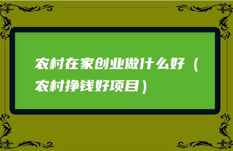 农村在家创业做什么好（农村挣钱好项目）