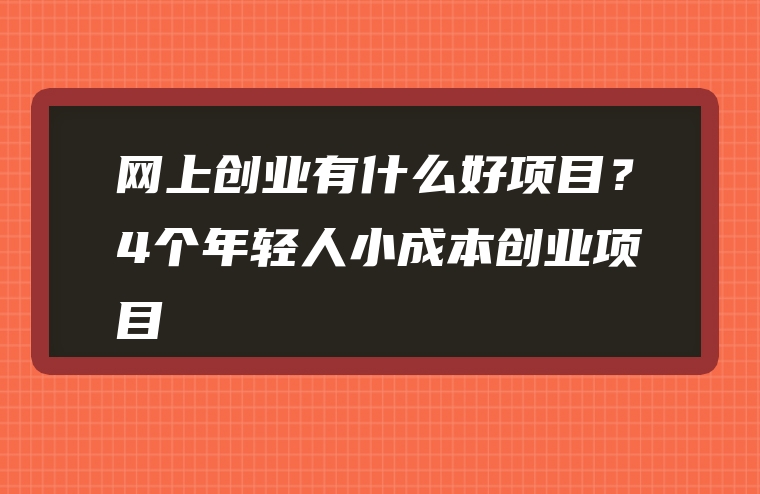 网上创业有什么好项目？4个年轻人小成本创业项目