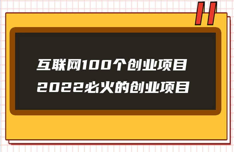 互联网100个创业项目 2022必火的创业项目