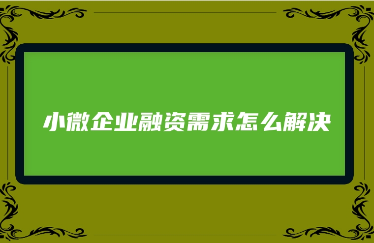 小微企业融资需求怎么解决