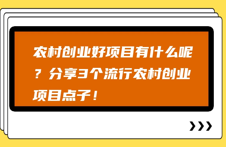 农村创业好项目有什么呢？分享3个流行农村创业项目点子！