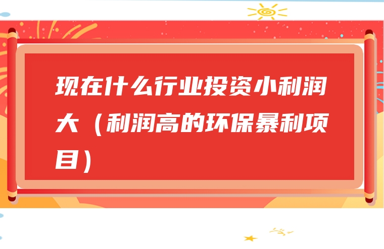 现在什么行业投资小利润大（利润高的环保暴利项目）