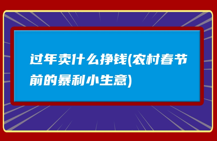 过年卖什么挣钱(农村春节前的暴利小生意)