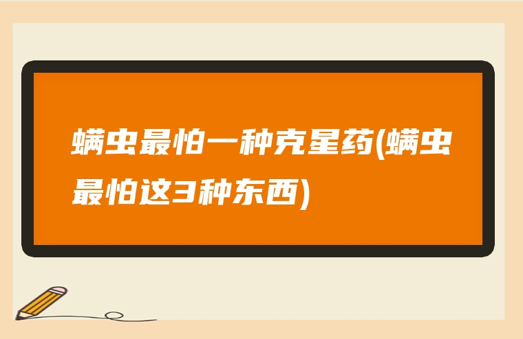 螨虫最怕一种克星药(螨虫最怕这3种东西)
