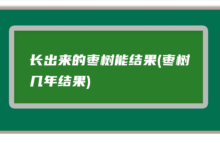 长出来的枣树能结果(枣树几年结果)