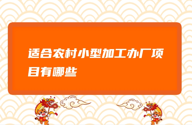 适合农村小型加工办厂项目有哪些