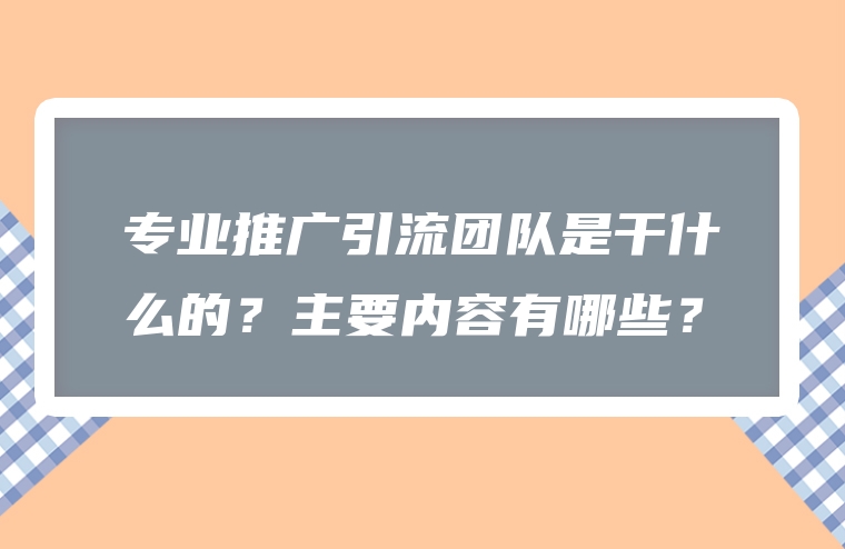 专业推广引流团队是干什么的？主要内容有哪些？