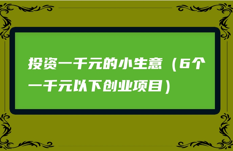 投资一千元的小生意（6个一千元以下创业项目）