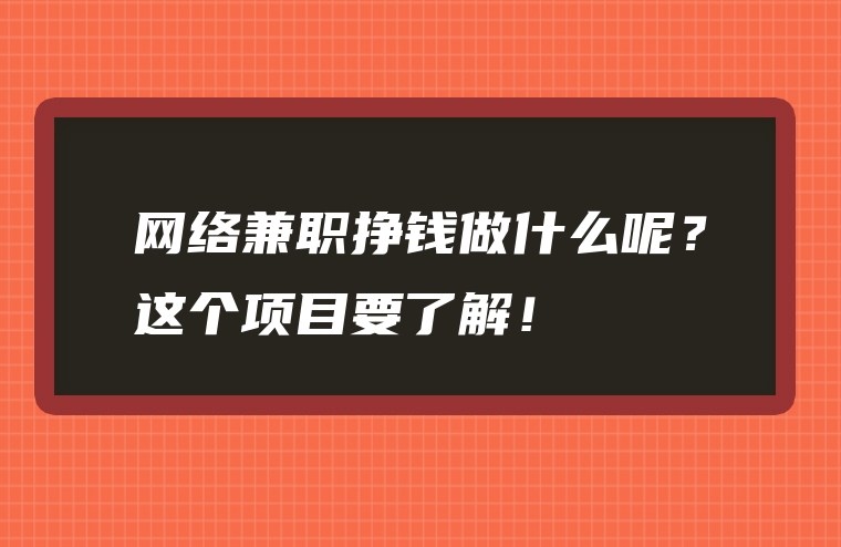 网络兼职挣钱做什么呢？这个项目要了解！
