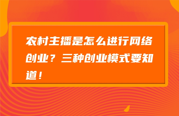 农村主播是怎么进行网络创业？三种创业模式要知道！