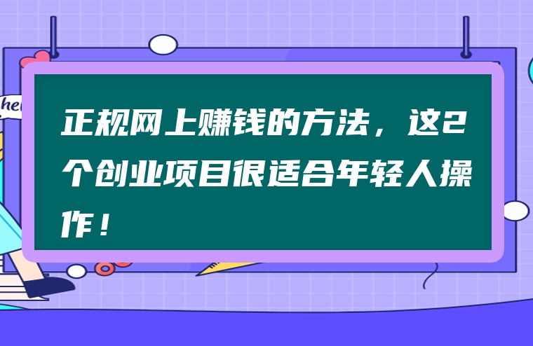 正规网上赚钱的方法，这2个创业项目很适合年轻人操作！
