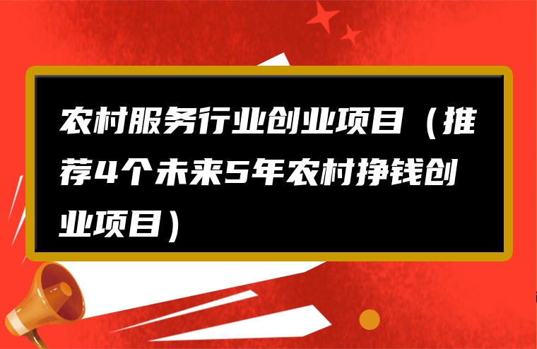 农村服务行业创业项目（推荐4个未来5年农村挣钱创业项目）