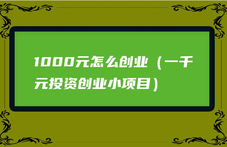 1000元怎么创业（一千元投资创业小项目）