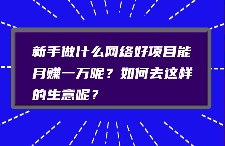 新手做什么网络好项目能月赚一万呢？如何去这样的生意呢？