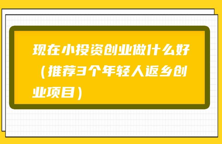 现在小投资创业做什么好（推荐3个年轻人返乡创业项目）