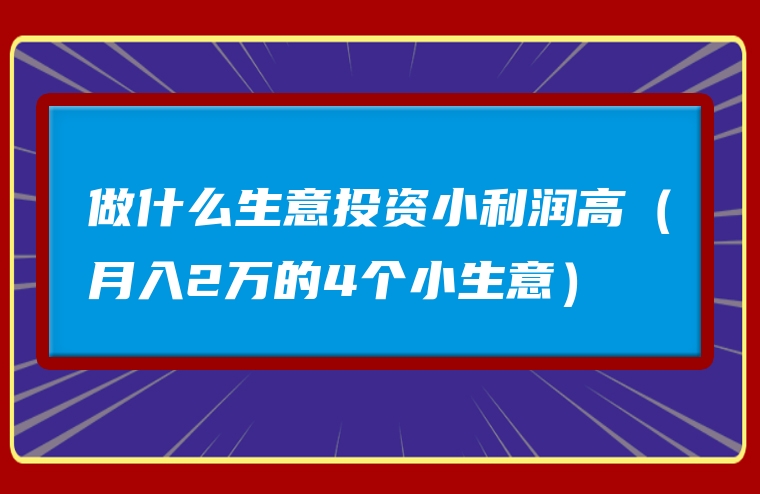 做什么生意投资小利润高（月入2万的4个小生意）