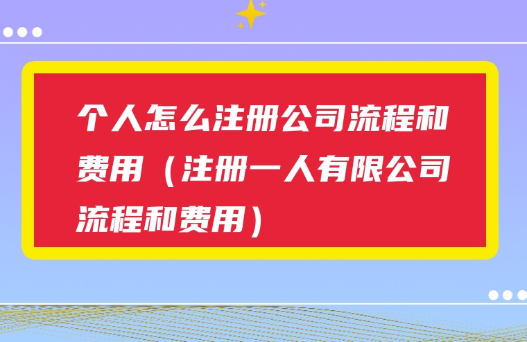 个人怎么注册公司流程和费用（注册一人有限公司流程和费用）