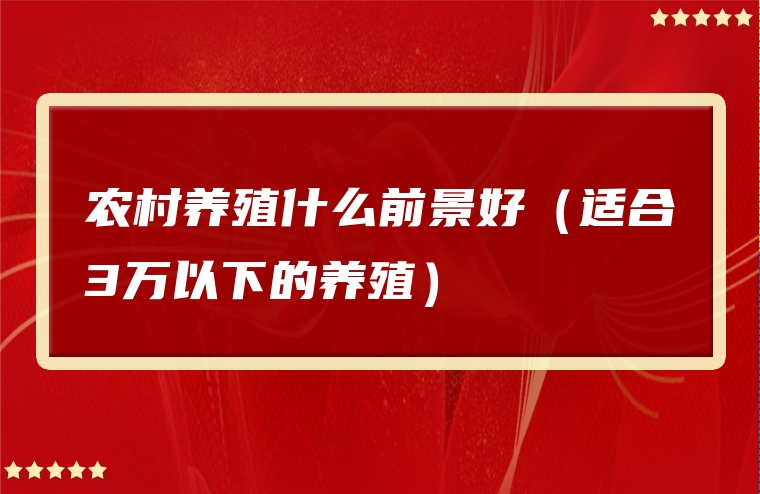 农村养殖什么前景好（适合3万以下的养殖）
