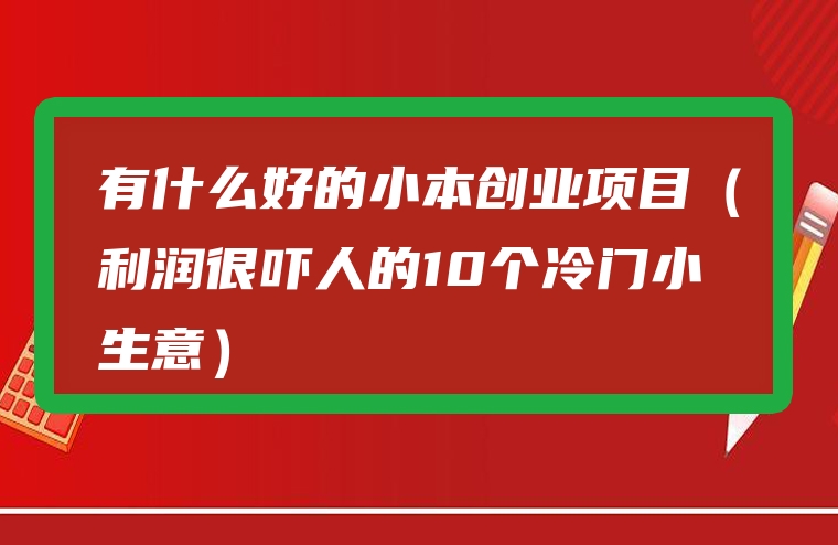 有什么好的小本创业项目（利润很吓人的10个冷门小生意）