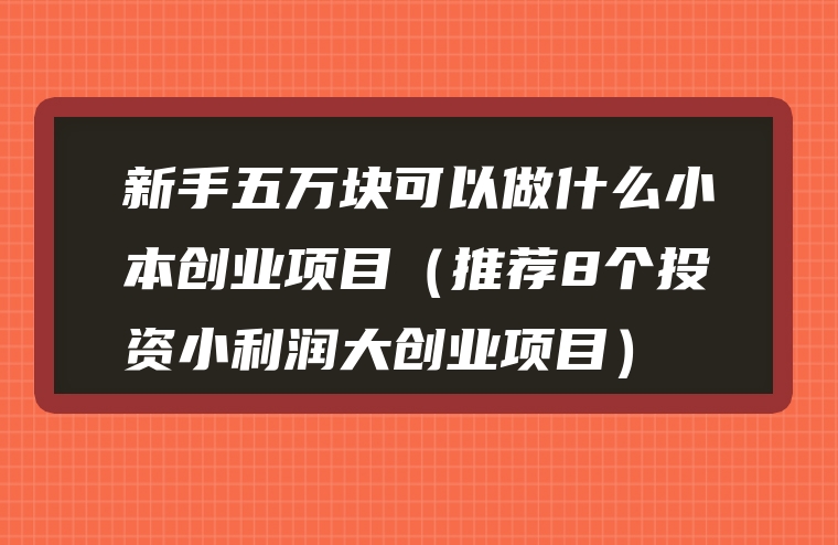 新手五万块可以做什么小本创业项目（推荐8个投资小利润大创业项目）