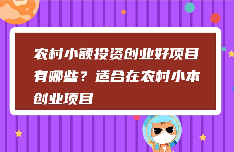 农村小额投资创业好项目有哪些？适合在农村小本创业项目