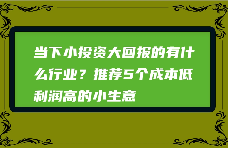当下小投资大回报的有什么行业？推荐5个成本低利润高的小生意