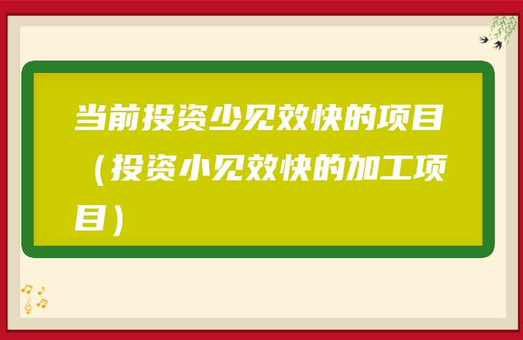 当前投资少见效快的项目（投资小见效快的加工项目）